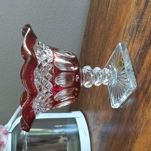 Vintage Westmoreland Wakefield Collection Ruby Red Footed Compote Candy Dish
